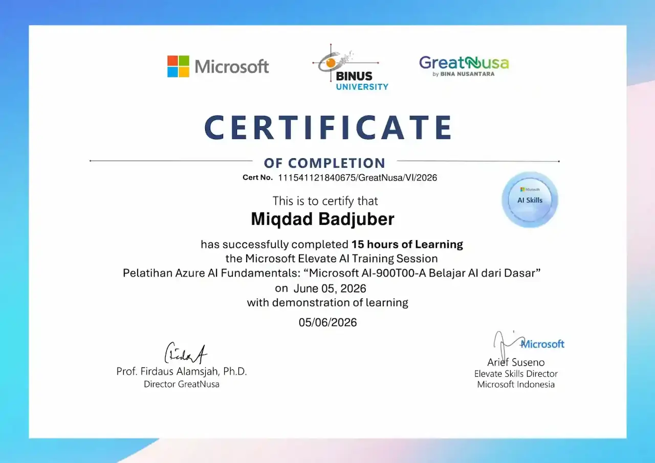 Certificate Azure AI Fundamentals from Microsoft